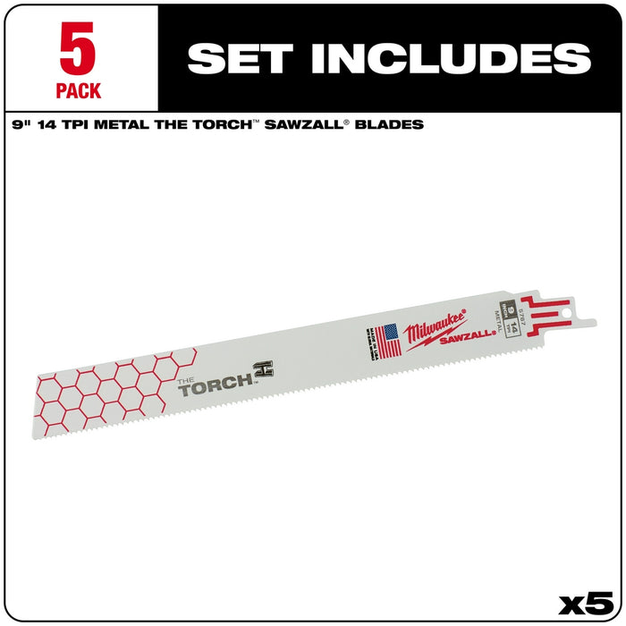 Milwaukee 9 in. 14 TPI THE TORCH™ SAWZALL® Blade 5PK