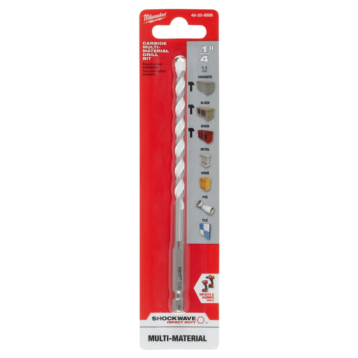 Milwaukee 1/4 in. SHOCKWAVE™ Carbide Multi-Material Drill Bit