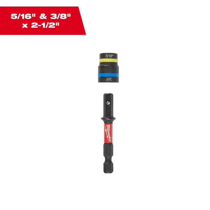 Milwaukee SHOCKWAVE Impact Duty™ 5/16” and 3/8” x 2-1/2” QUIK-CLEAR™ 2-in-1 Magnetic Nut Driver