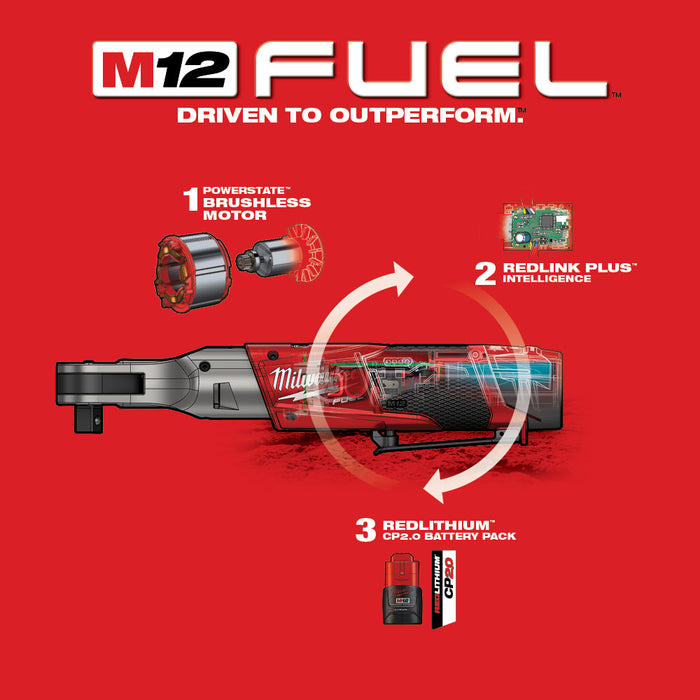 Milwaukee M12 FUEL™ 1/2 in. Ratchet 2 Battery Kit