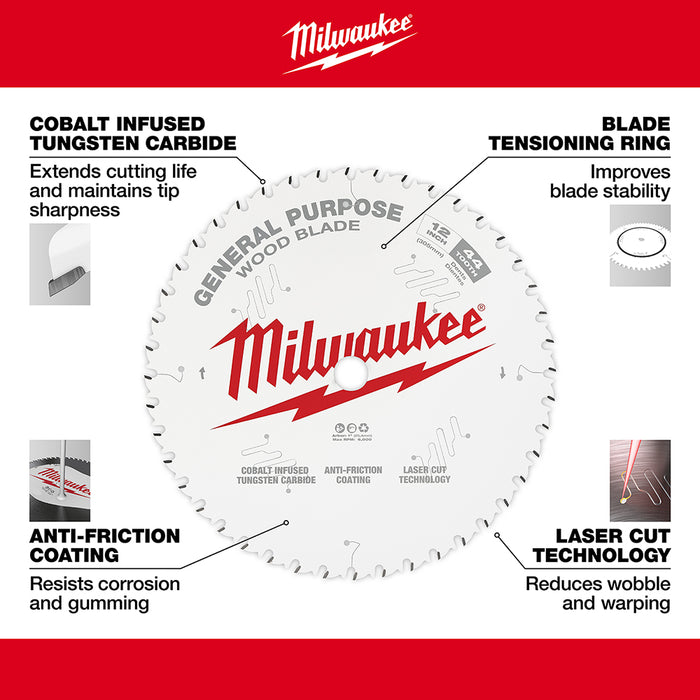 Milwaukee 12 in. 44T General Purpose Circular Saw Blade