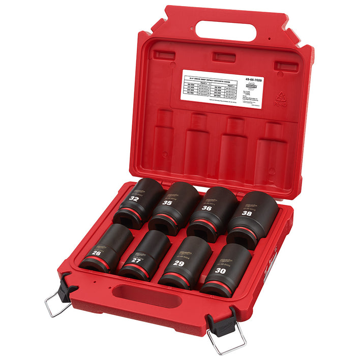 Milwaukee 8PC SHOCKWAVE™ Impact Duty™ 3/4" Drive Metric Deep 6 Point Socket Set