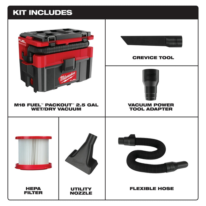 M18 FUEL™ PACKOUT™ 2.5 Gallon Wet/Dry Vacuum