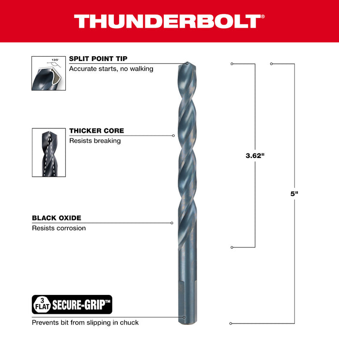 Milwaukee 3/8 in. Thunderbolt® Black Oxide Drill Bit