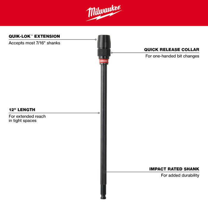 Milwaukee 12 in. x 7/16 in. Universal QUIK-LOK™ Extension