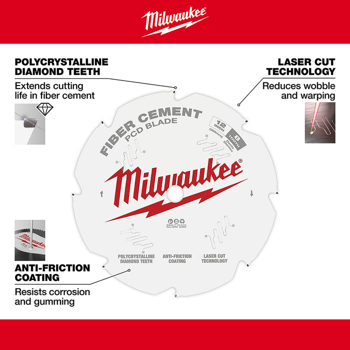 Milwaukee 12 in. PCD/Fiber Cement Circular Saw Blade