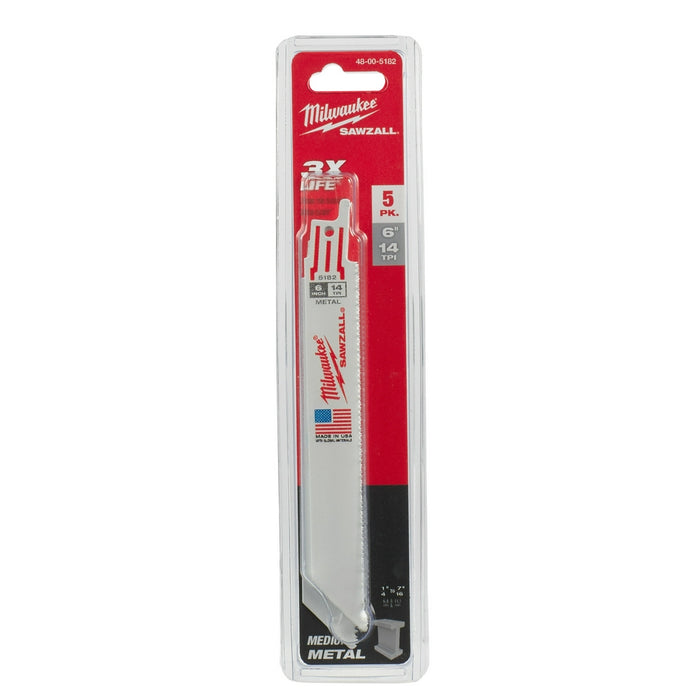 Milwaukee 6 in. 14 TPI Thin Kerf SAWZALL® Blades 5PK