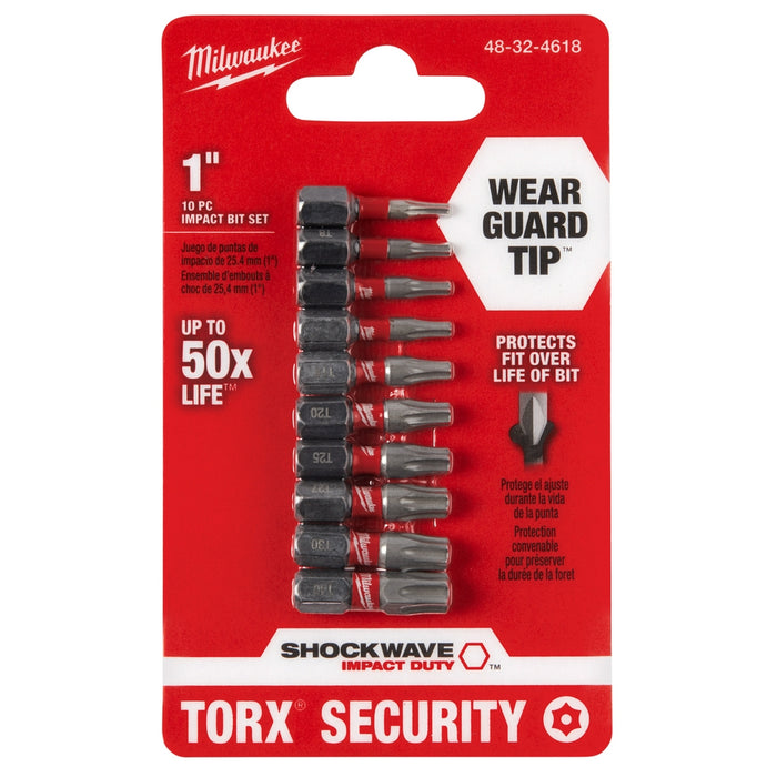 Milwaukee 10-Piece SHOCKWAVE™ Impact Torx® Security Insert Bit Sets 3PK