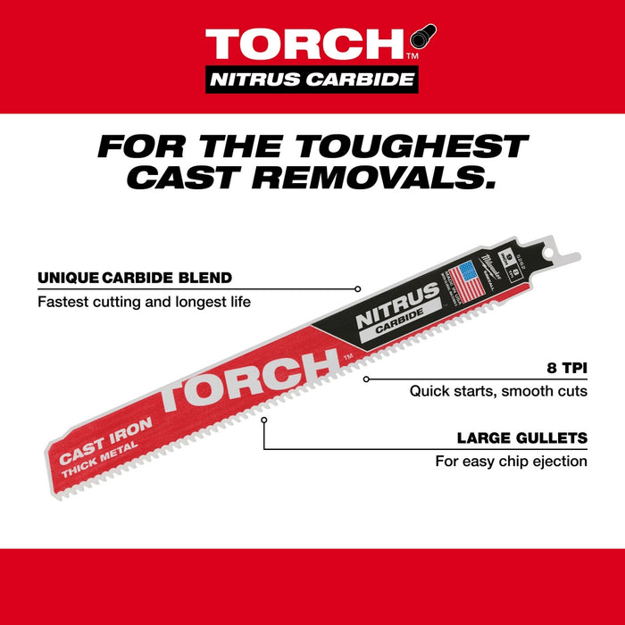 Milwaukee 6" 7TPI The TORCH™ for CAST IRON with NITRUS CARBIDE™ 1PK