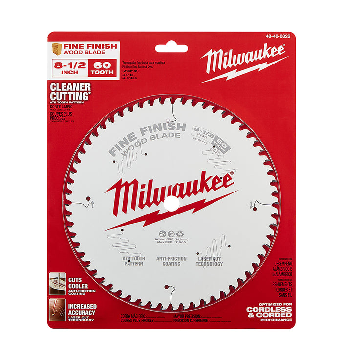 Milwaukee 8-1/2 in. 60T Fine Finish Circular Saw Blade