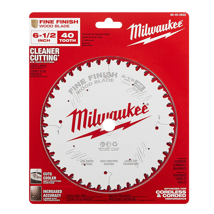 Milwaukee 6-1/2 in. 40T Fine Finish Circular Saw Blade