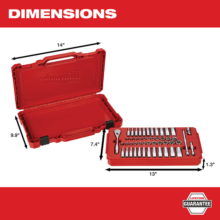 Milwaukee 1/4 in. Drive 50 pc. Ratchet & Socket Set - SAE & Metric