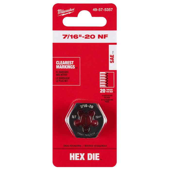 Milwaukee 7/16"-20 NF 1-Inch Hex Threading Die