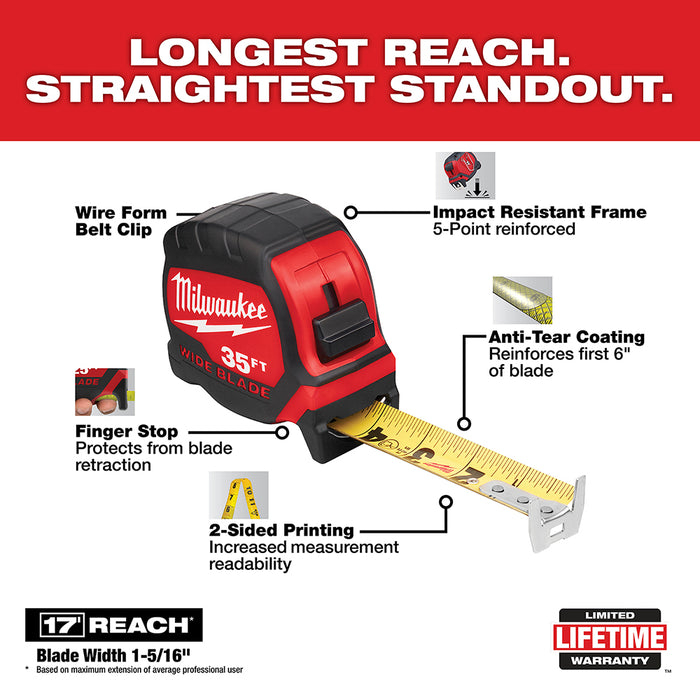 Milwaukee 35Ft Wide Blade Tape Measure