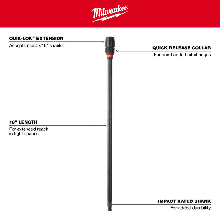 Milwaukee 18 in. x 7/16 in. Universal QUIK-LOK™ Extension