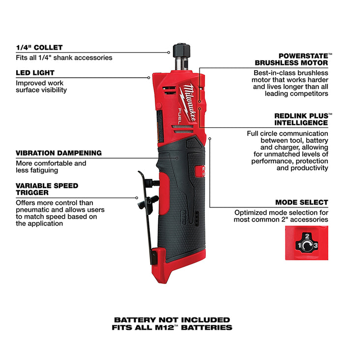 Milwaukee M12 FUEL™ Straight Die Grinder