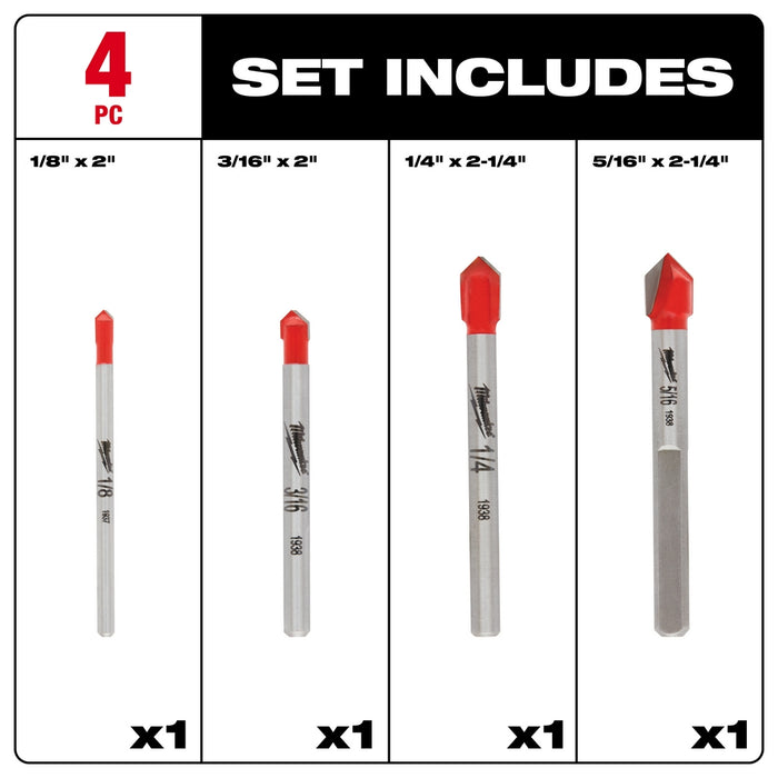 Milwaukee 4pc. Glass and Tile Bit Set