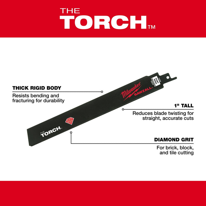 Milwaukee 9 in. Diamond Grit the Torch SAWZALL Blade