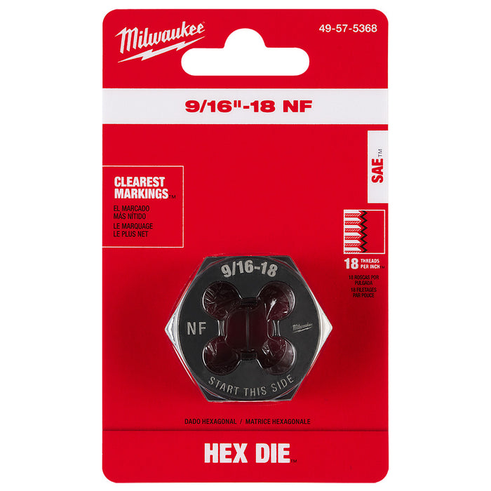 Milwaukee 9/16"-18 NF 1-7/16" Hex Threading Die