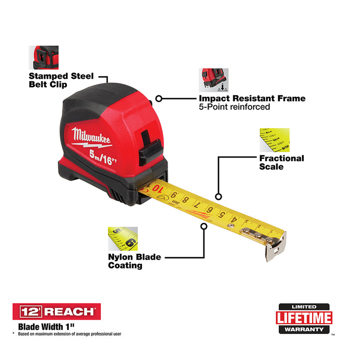 Milwaukee 5 m/16 ft. Compact Tape Measure