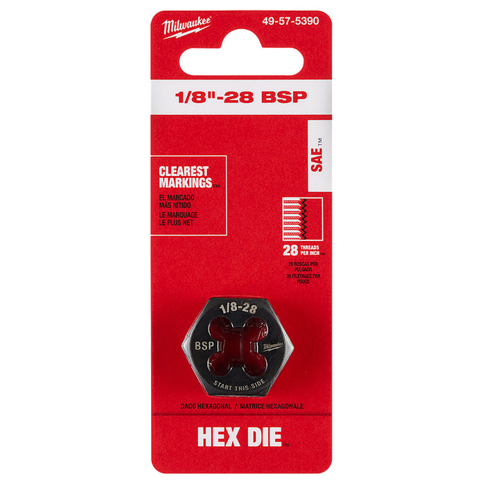 Milwaukee 1/8"-28 BSP 1-Inch Hex Threading Die