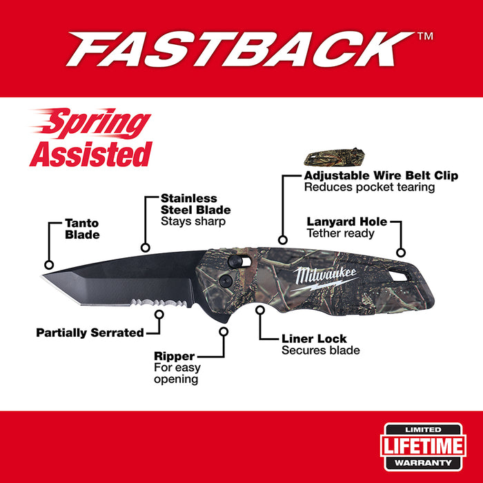 Milwaukee FASTBACK™ Camo Spring Assisted Folding Knife