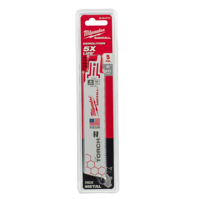 Milwaukee 6 in. 10 TPI THE TORCH™ SAWZALL® Blades 5PK