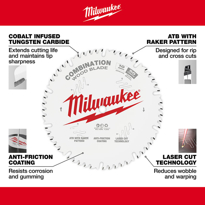 Milwaukee 10 in. 50T Combination Circular Saw Blade