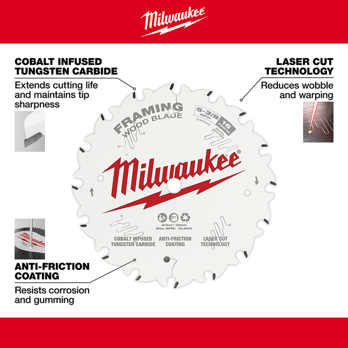 Milwaukee 5-3/8 in. 16T Framing Circular Saw Blade