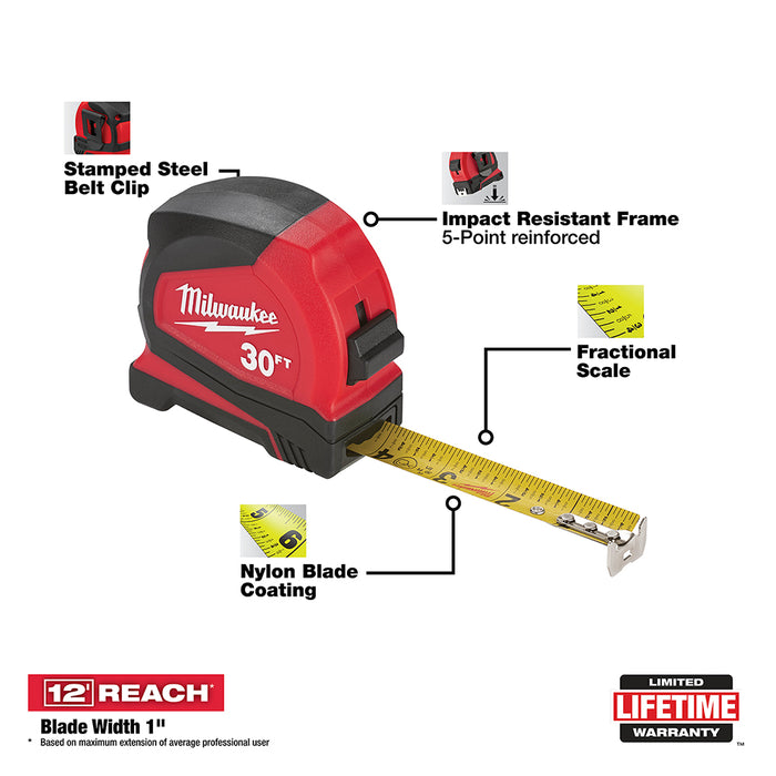 Milwaukee 30 ft. Compact Tape Measure