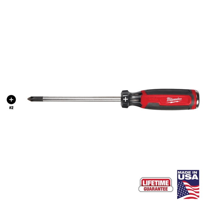 Milwaukee #2 Phillips 6" Cushion Grip Demolition Screwdriver (USA)