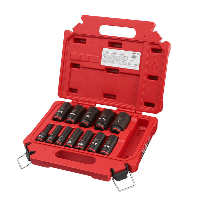 Milwaukee 12PC SHOCKWAVE™ Impact Duty™ 3/8" Drive SAE Deep 6 Point Socket Set