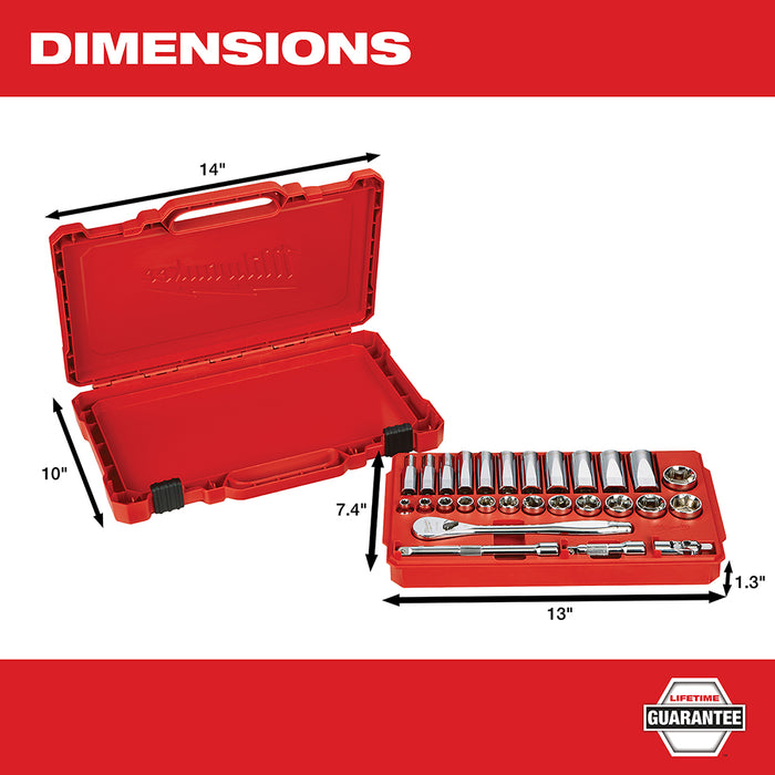 Milwaukee 3/8 in. Drive 28 pc. Ratchet & Socket Set- SAE