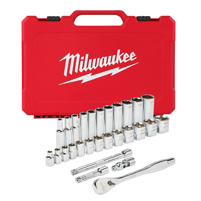 Milwaukee 3/8 in. Drive 28 pc. Ratchet & Socket Set- SAE