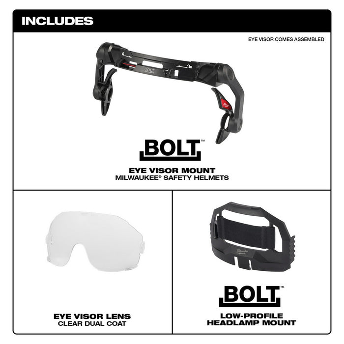 Milwaukee BOLT™ Eye Visor - Clear Dual Coat Lens (Compatible with Milwaukee® Safety Helmets)