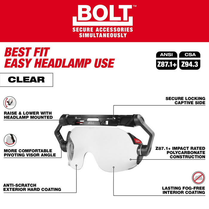 Milwaukee BOLT™ Eye Visor - Clear Dual Coat Lens (Compatible with Milwaukee® Safety Helmets & Hard Hats)