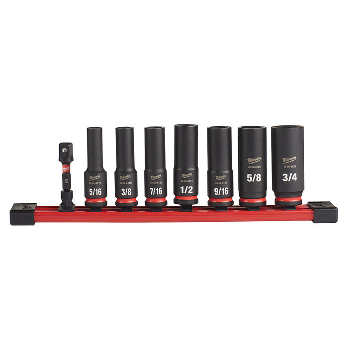 Milwaukee 8PC SHOCKWAVE™ Impact Duty™ 3/8" Drive SAE Deep 6 Point Socket Set