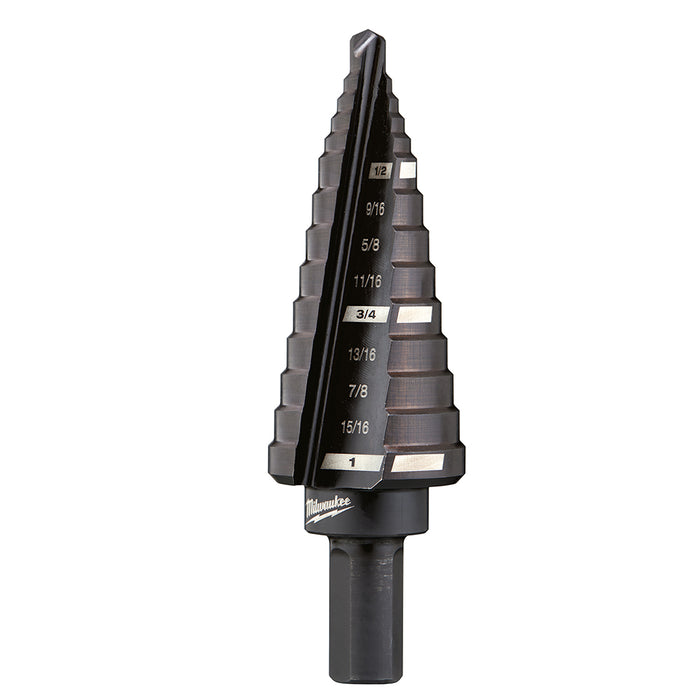 Milwaukee #8 Step Drill Bit, 1/2 in. - 1 in. x 1/16 in.