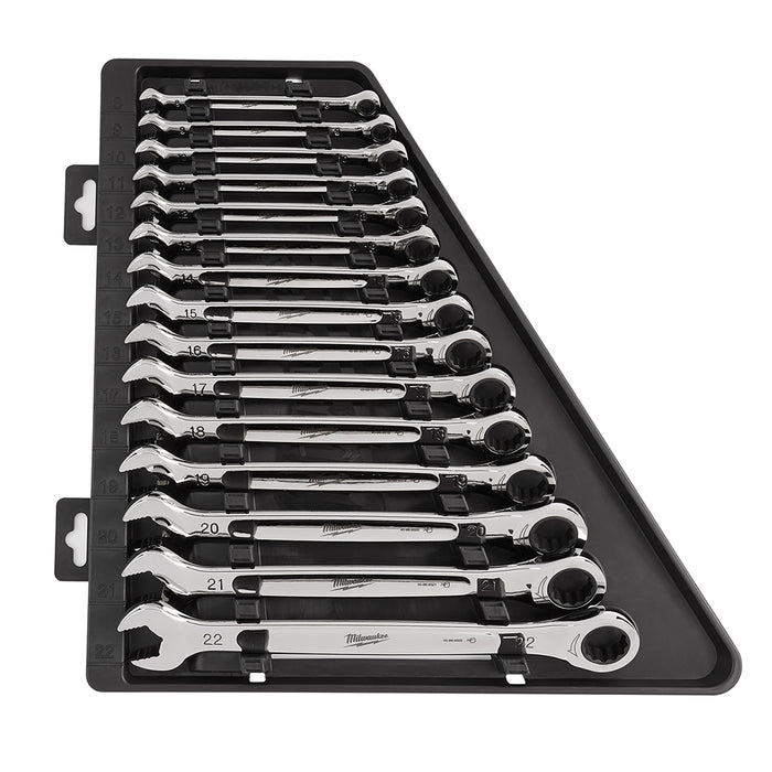 Milwaukee 15pc Ratcheting Combination Wrench Set - Metric