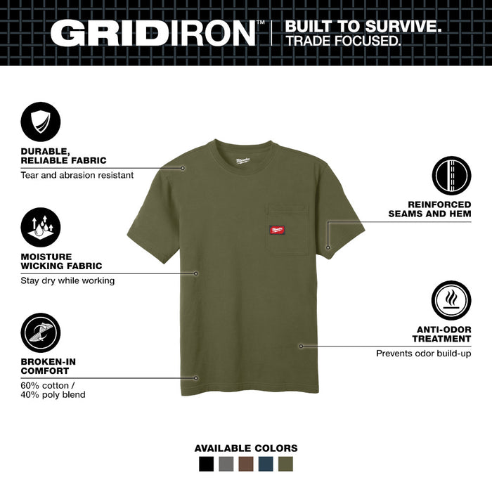 Milwaukee GRIDIRON™ Pocket T-Shirt - Short Sleeve Green L