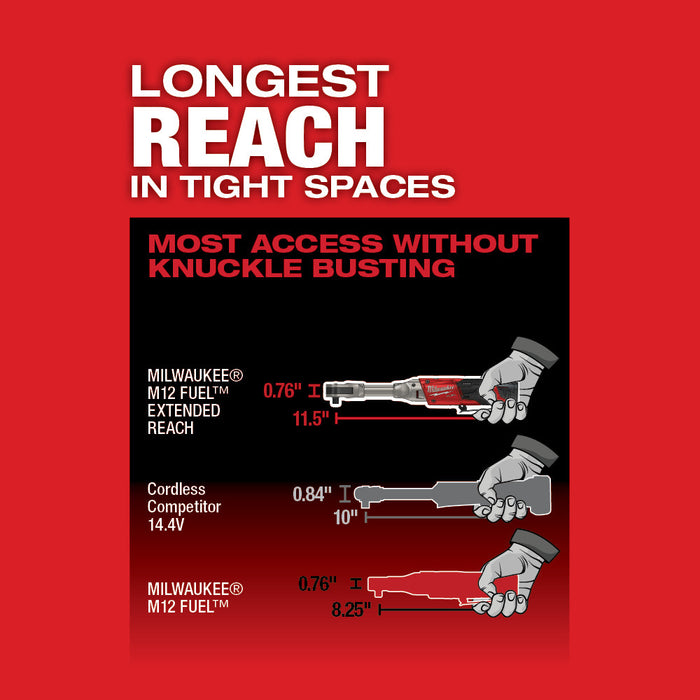 Milwaukee M12 FUEL™ 3/8 in. Extended Reach Ratchet