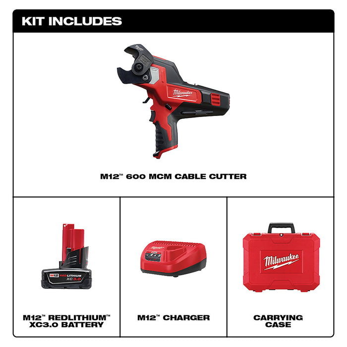 Milwaukee M12™ 600 MCM Cable Cutter Kit