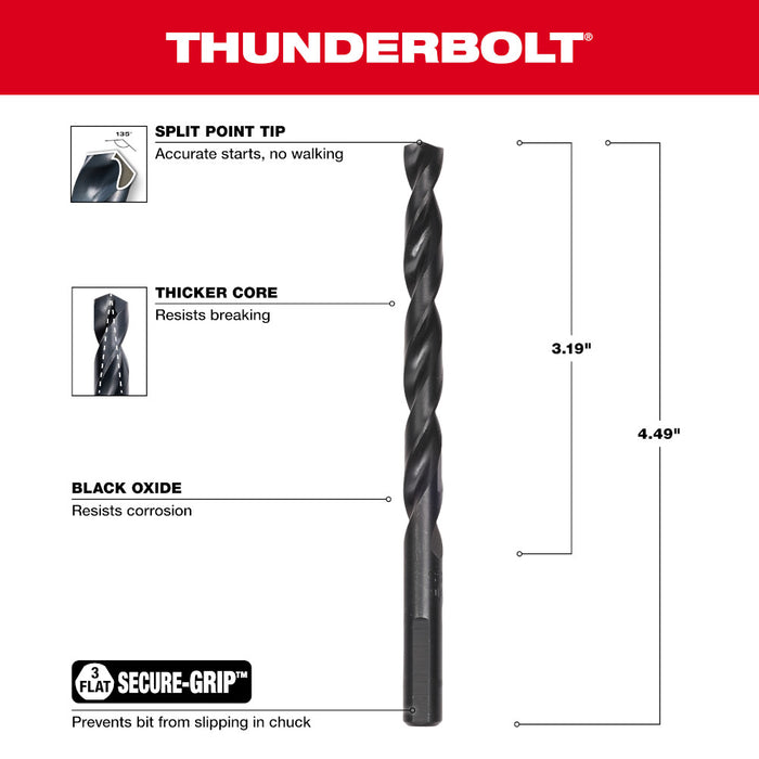 Milwaukee 5/16 in. Thunderbolt® Black Oxide Drill Bit