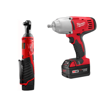 Capital Tools USA Milwaukee M18 18V Li-Ion 1/2 in. Impact Wrench with Friction Ring and M12 12V Li-Ion 3/8 in. Ratchet Combo Kit