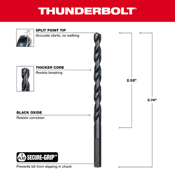 Milwaukee 7/32 in. Thunderbolt® Black Oxide Drill Bit