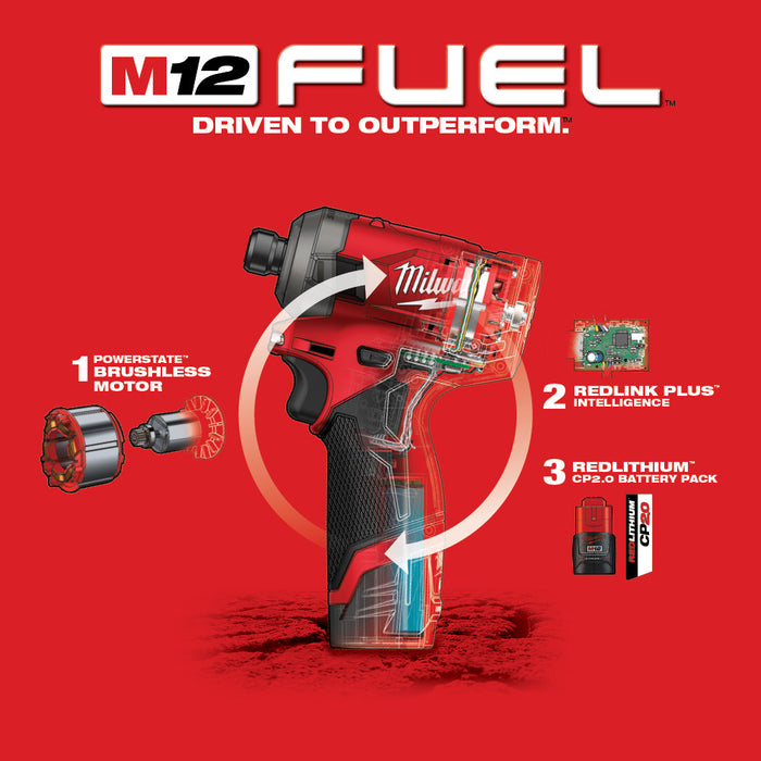 Milwaukee M12 FUEL™ SURGE™ 1/4 in. Hex Hydraulic Driver 2 Battery Kit