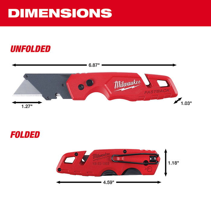 Milwaukee FASTBACK™ Folding Utility Knife w/ Blade Storage