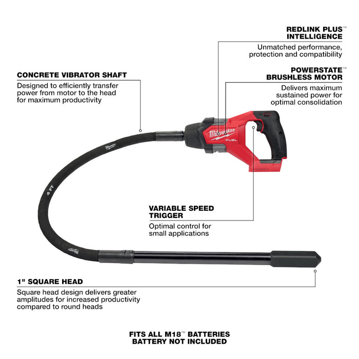 M18 FUEL™ 4' Concrete Pencil Vibrator