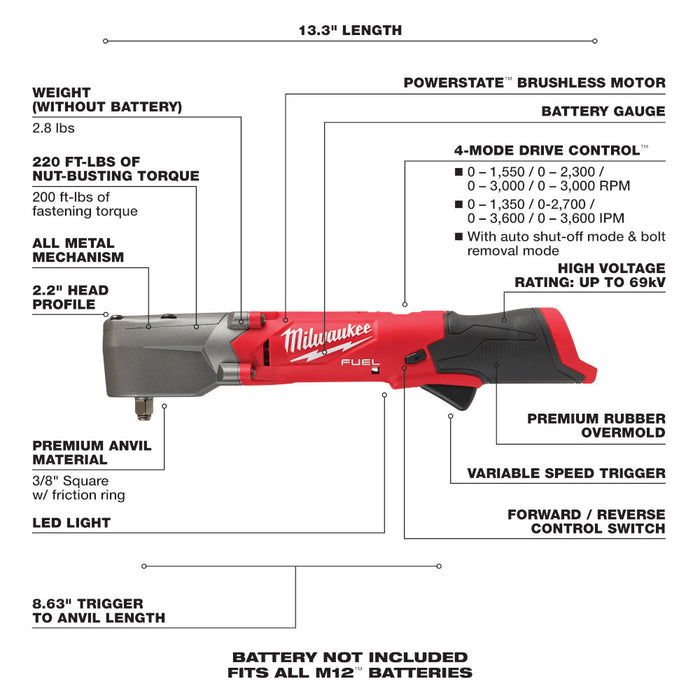 Milwaukee M12 FUEL™ 3/8" Right Angle Impact Wrench