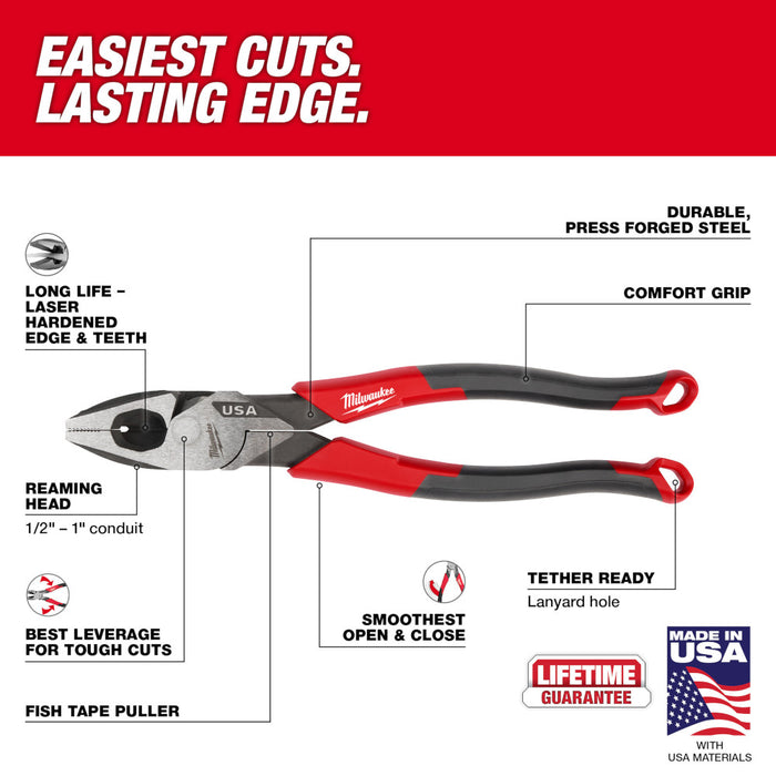 Milwaukee 9" Lineman's Comfort Grip Pliers (USA)